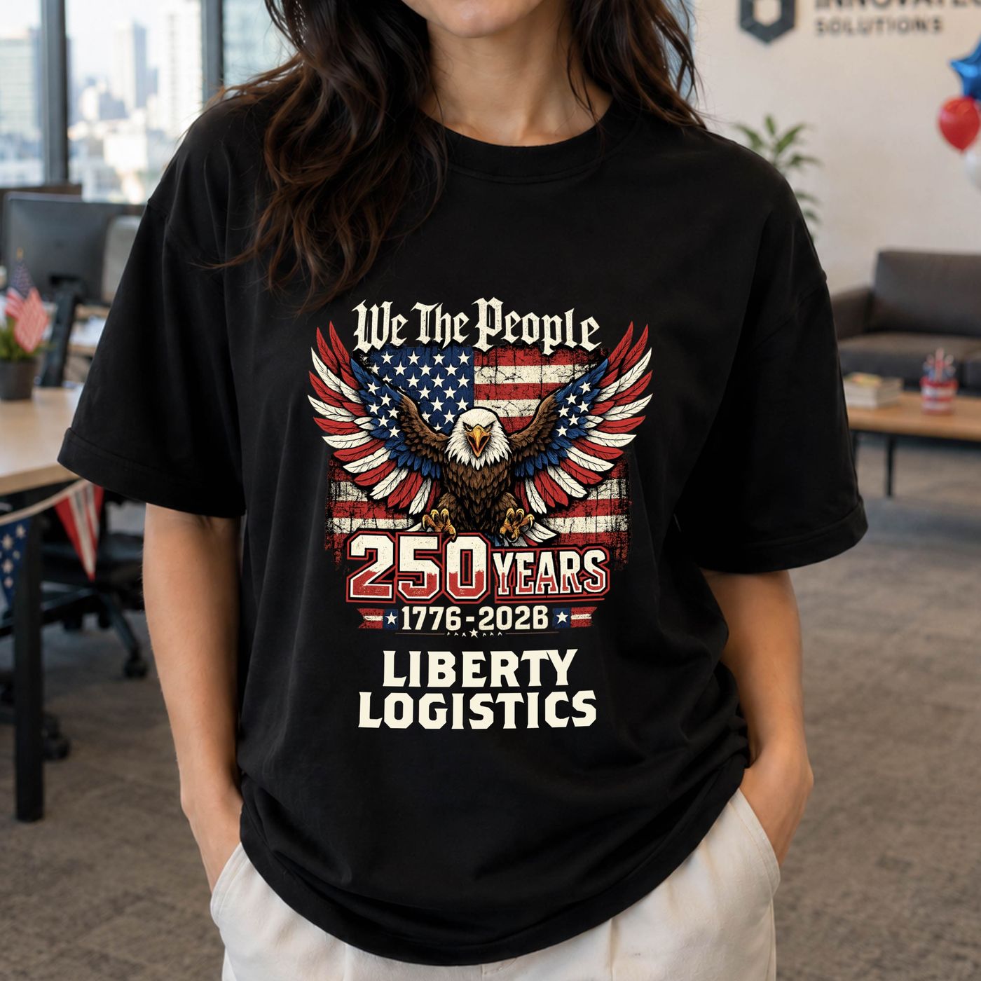 Fourth of July T-Shirt (JULY4-TEE) — blank, ready for custom branding by Promaroo