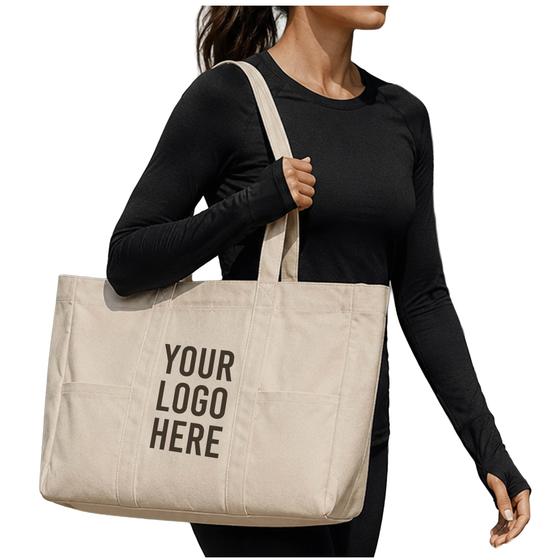 Organic Cotton Tote with Zip Top (OR292) — blank, ready for custom branding by Promaroo