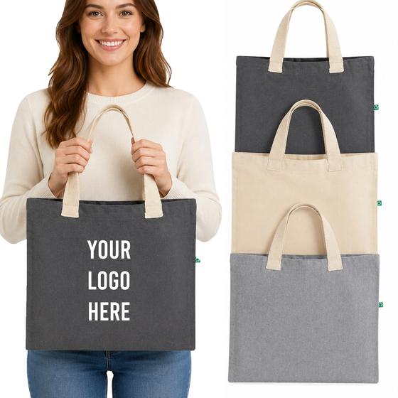 Canvas Tote with Contrast Front Panel (RC869) — blank, ready for custom branding by Promaroo