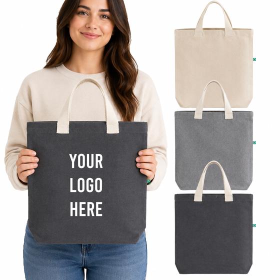 Canvas Tote with Contrast Panel and Pocket (RC870) — blank, ready for custom branding by Promaroo