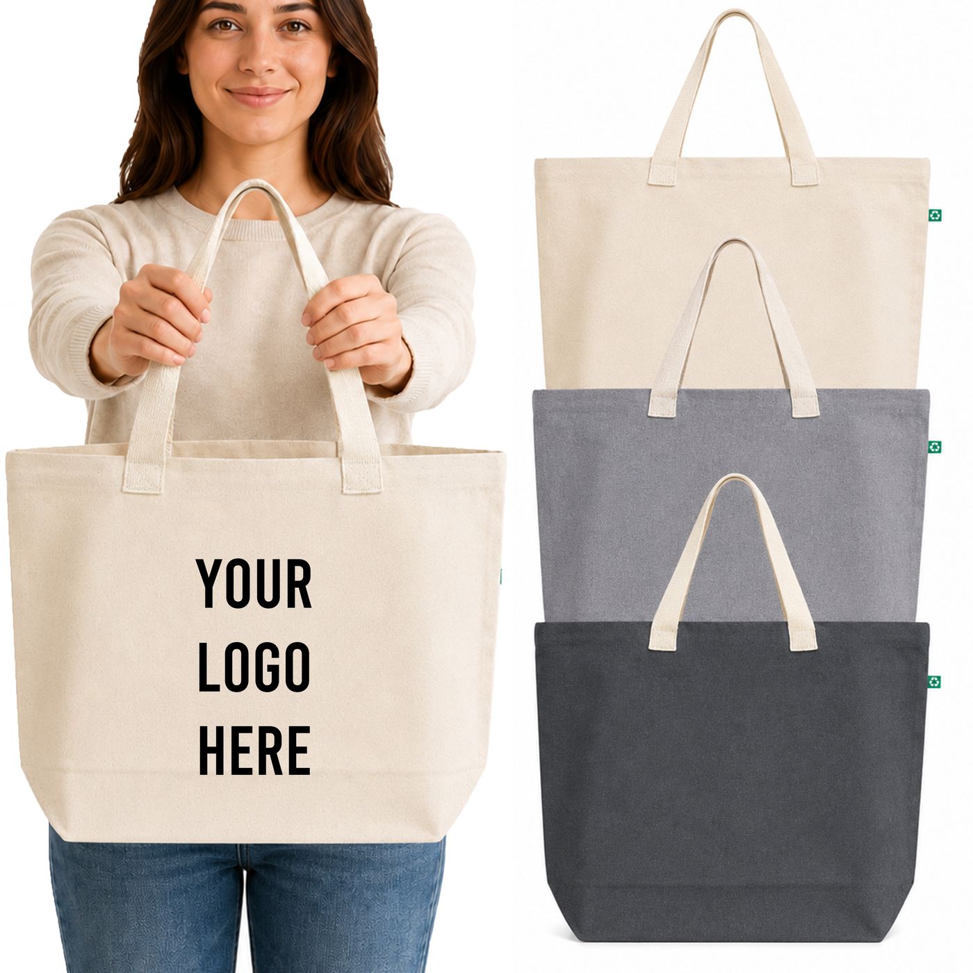 Large Canvas Shopper with Gusset (RC894) — blank, ready for custom branding by Promaroo