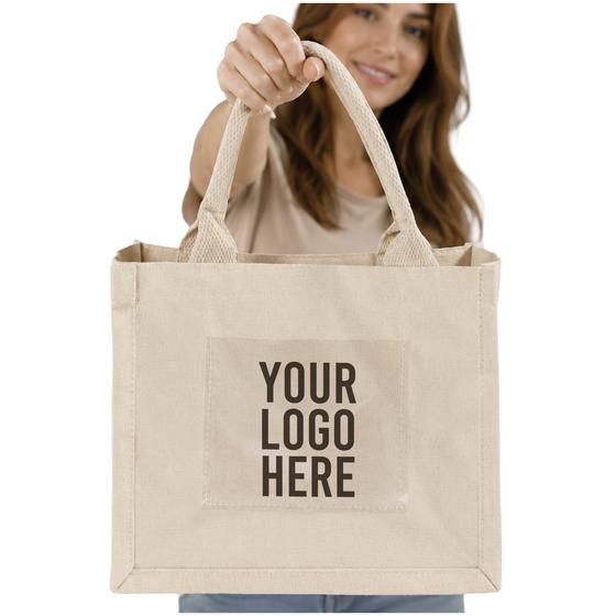 Small Canvas Tote with Front Pocket (TF207) — blank, ready for custom branding by Promaroo