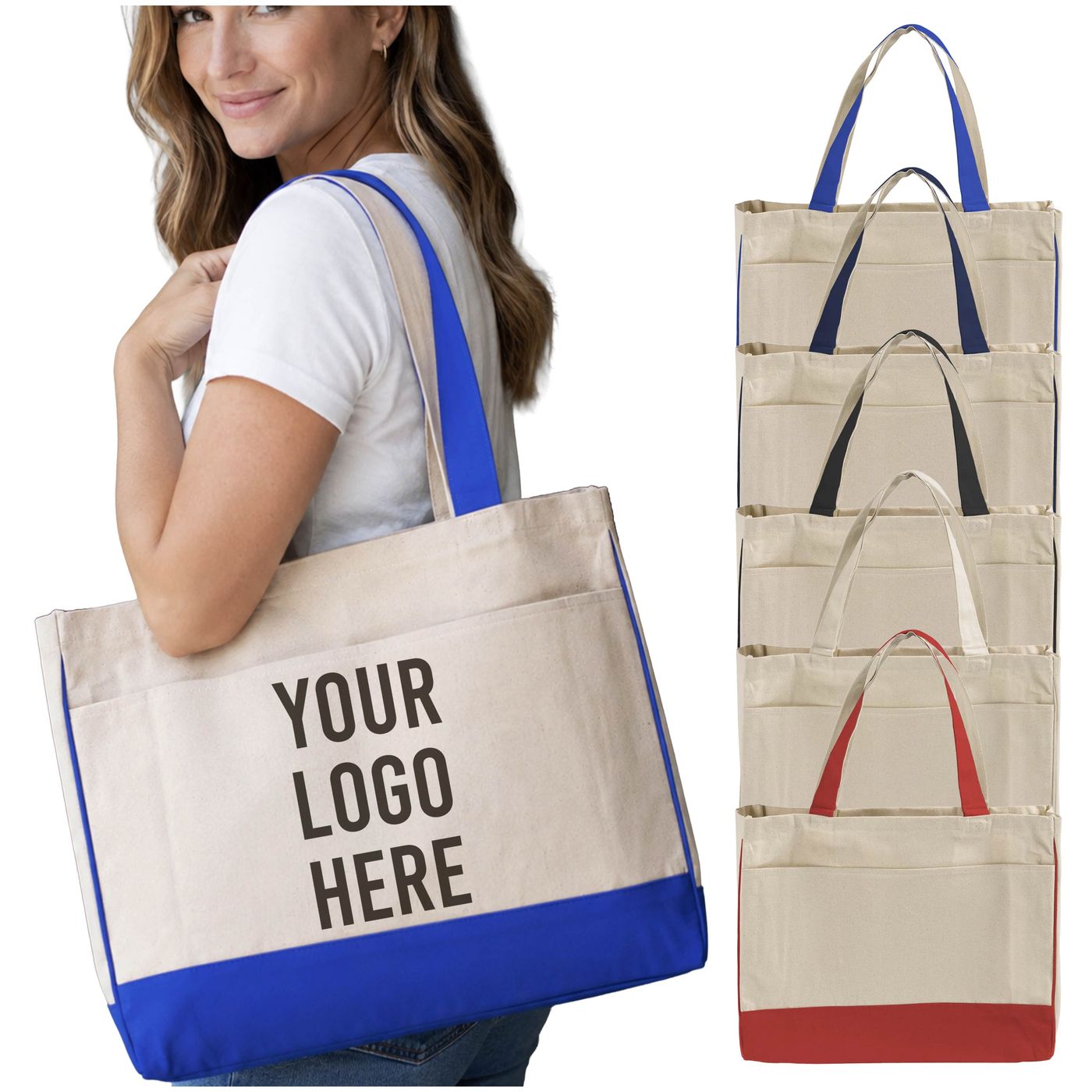 Two-Tone Canvas Boat Tote (TF214) — blank, ready for custom branding by Promaroo