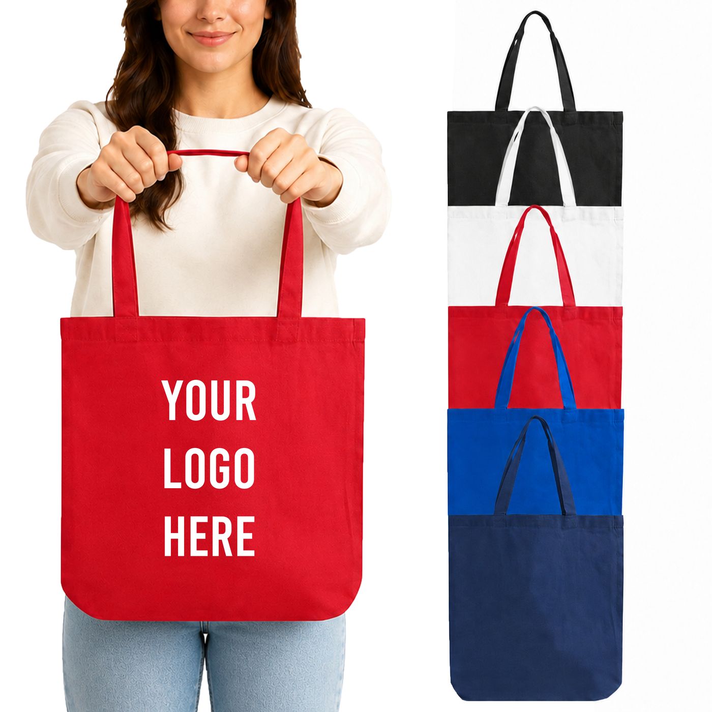 Cotton Tote with Contrast Handles (TG110) — blank, ready for custom branding by Promaroo