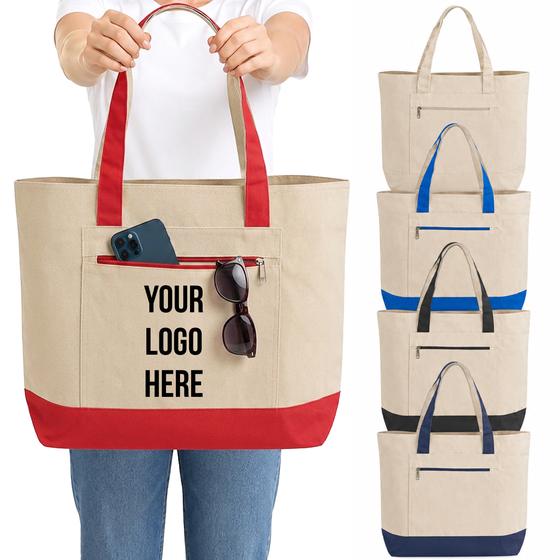 Canvas Boat Tote with Front Pocket (TG213) — blank, ready for custom branding by Promaroo