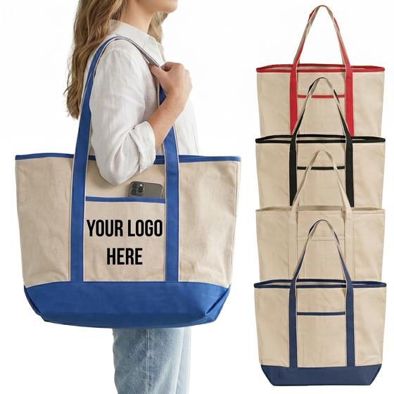 Large Canvas Boat Tote with Pocket (TG215) — blank, ready for custom branding by Promaroo