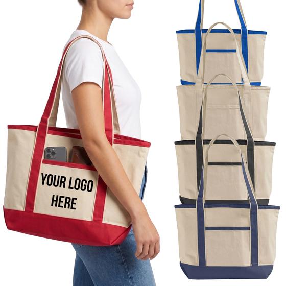 Canvas Boat Tote with Contrast Trim (TG258) — blank, ready for custom branding by Promaroo