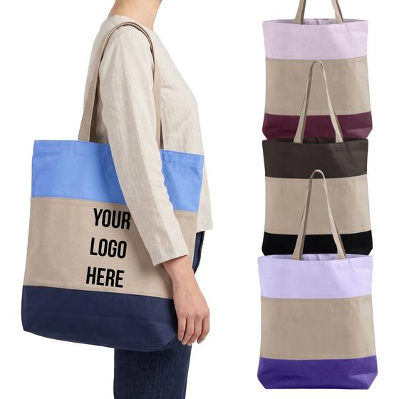 Colour Block Canvas Tote (TG259) — blank, ready for custom branding by Promaroo