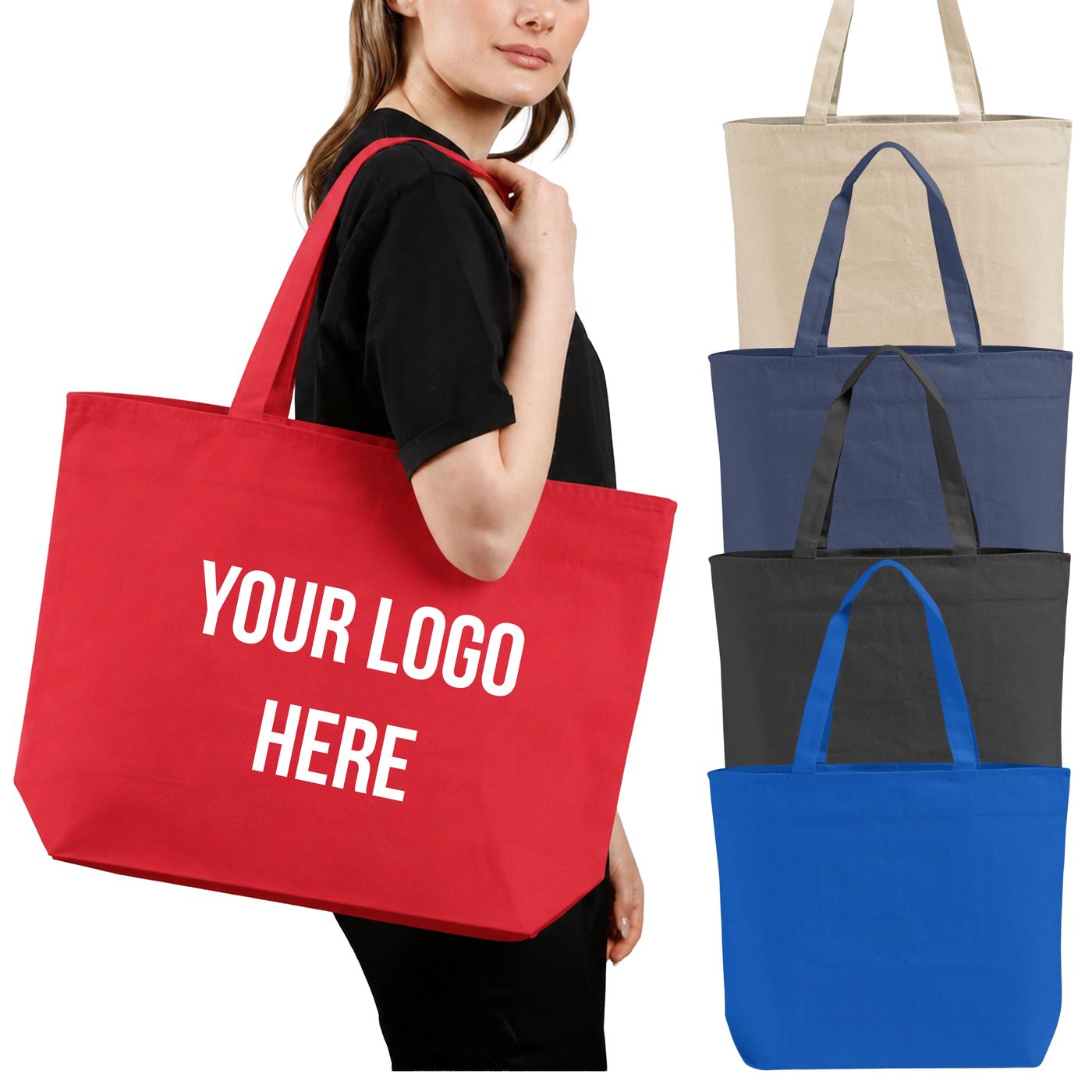Wide Cotton Tote with Long Handles (TG261) — blank, ready for custom branding by Promaroo