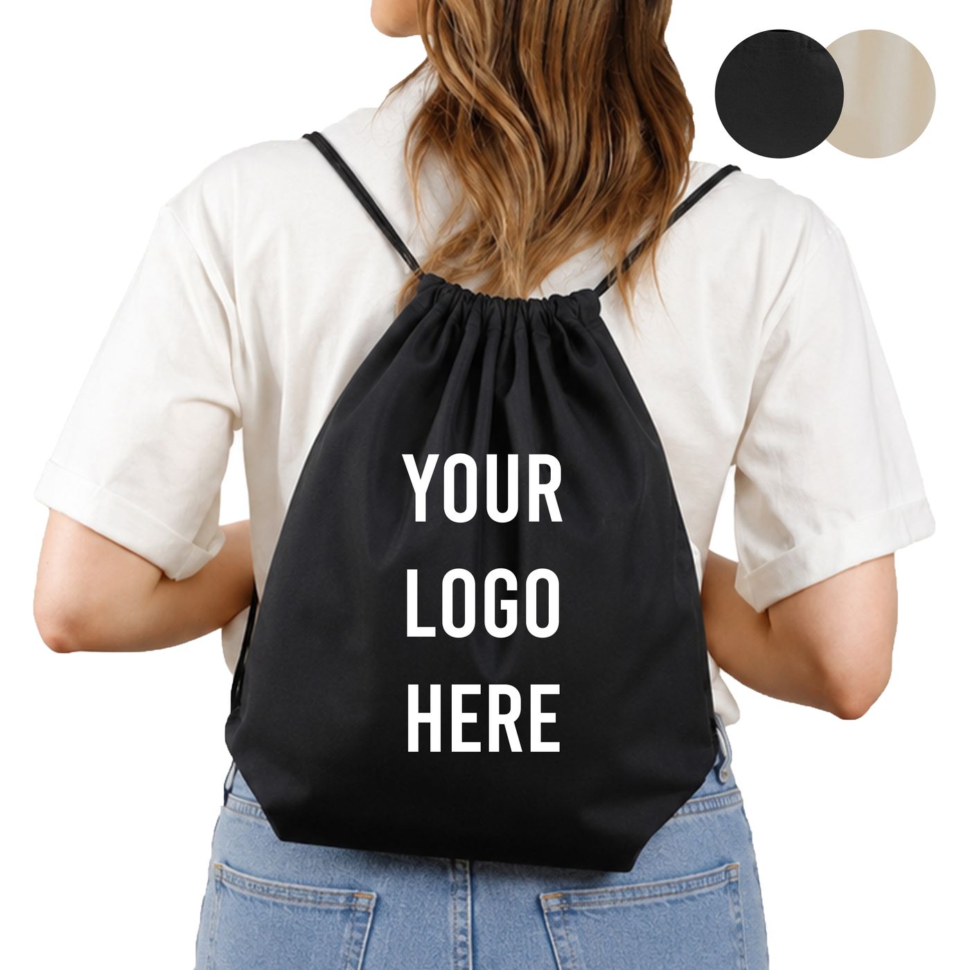 Cotton Drawstring Backpack (BPK12) — blank, ready for custom branding by Promaroo