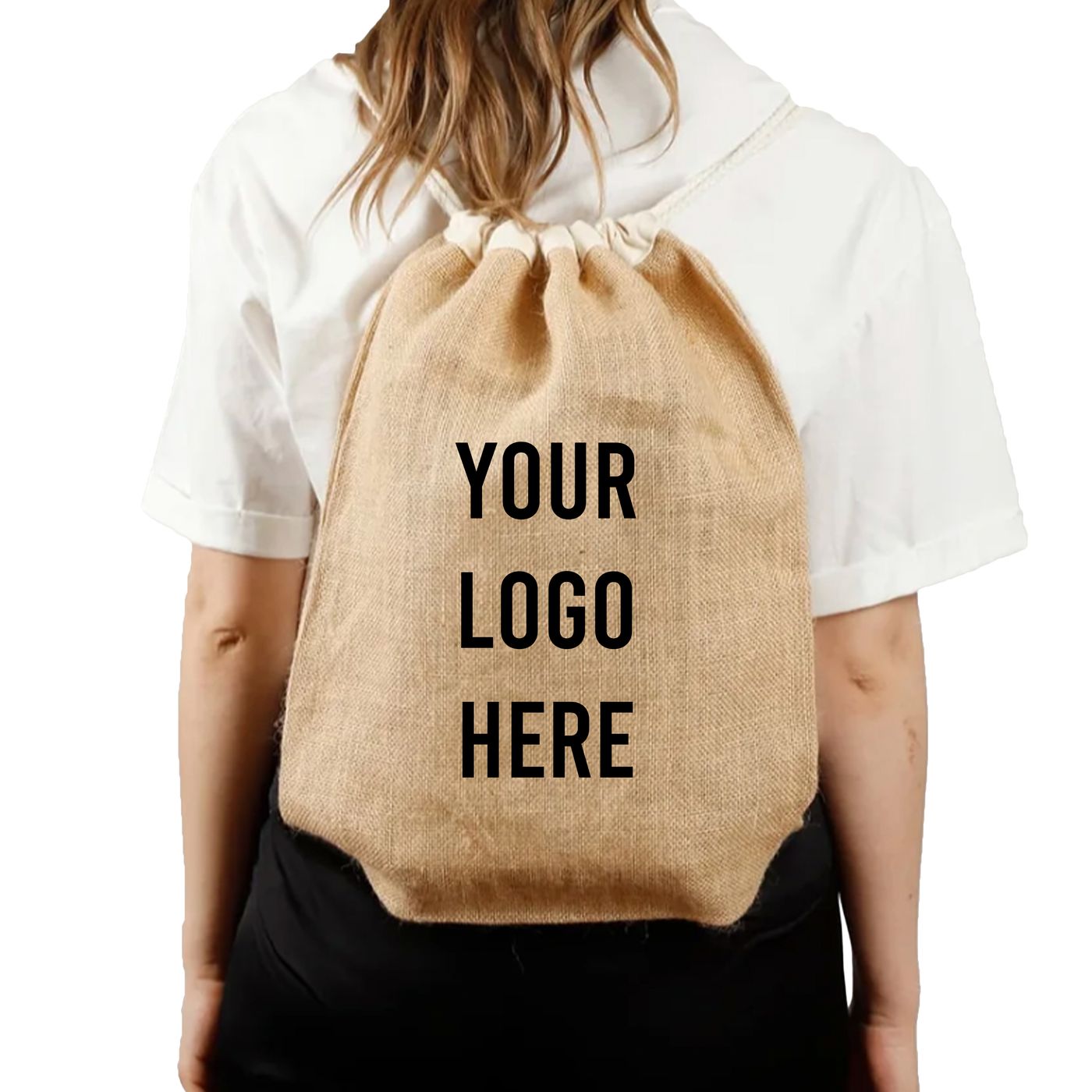 Jute Drawstring Backpack (BPK13) — blank, ready for custom branding by Promaroo