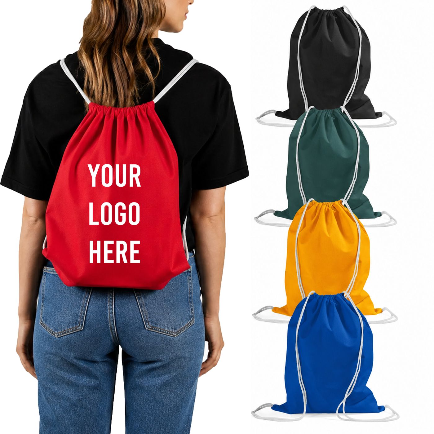 Polyester Drawstring Backpack (BPK18) — blank, ready for custom branding by Promaroo