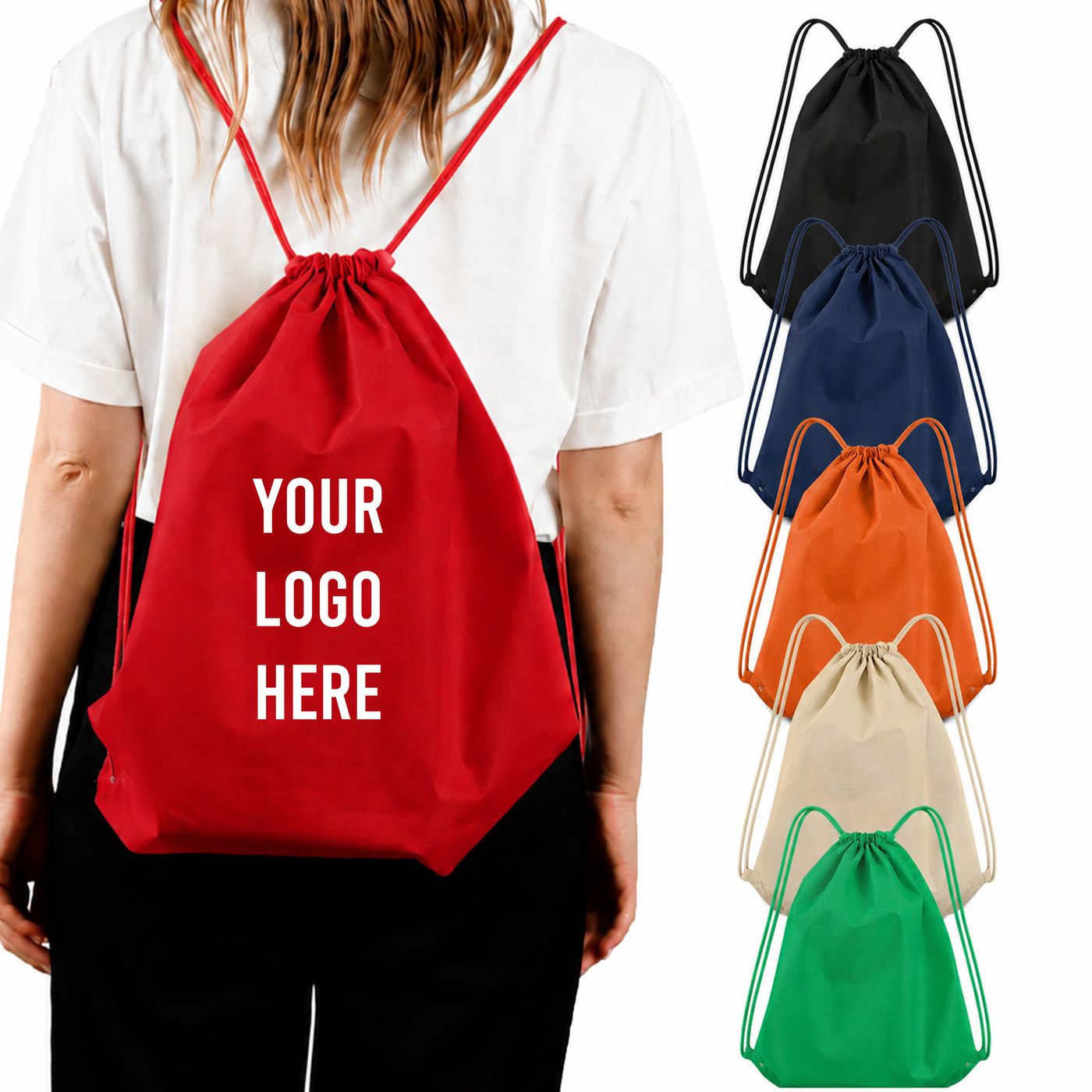 Non-Woven Drawstring Backpack (GK490) — blank, ready for custom branding by Promaroo