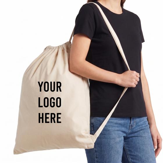 Large Cotton Drawstring Bag (LB120) — blank, ready for custom branding by Promaroo