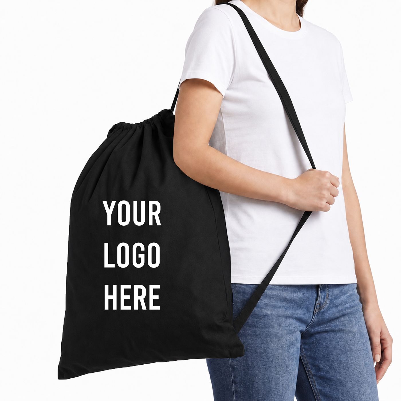 Cotton Drawstring Bag — Medium (LBM) — blank, ready for custom branding by Promaroo