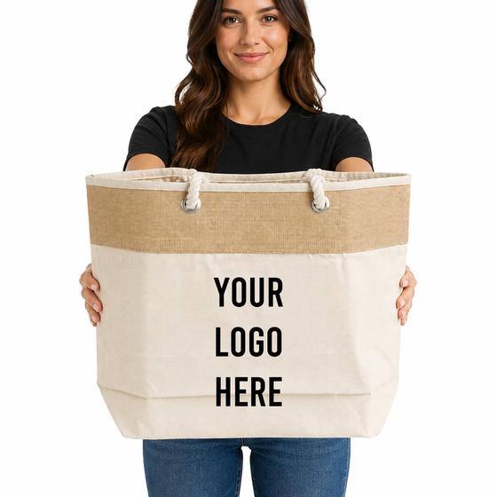 Jute and Canvas Shopper (RJ260) — blank, ready for custom branding by Promaroo