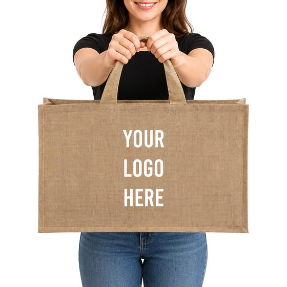 Wide Jute Tote (TJ879) — blank, ready for custom branding by Promaroo