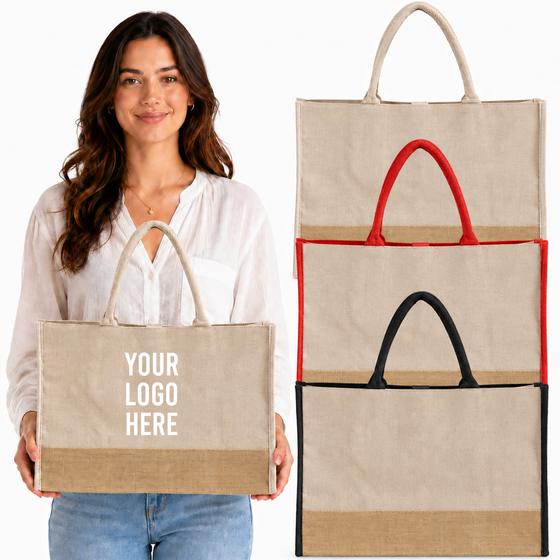 Jute Tote with Contrast Trim (TJ892) — blank, ready for custom branding by Promaroo
