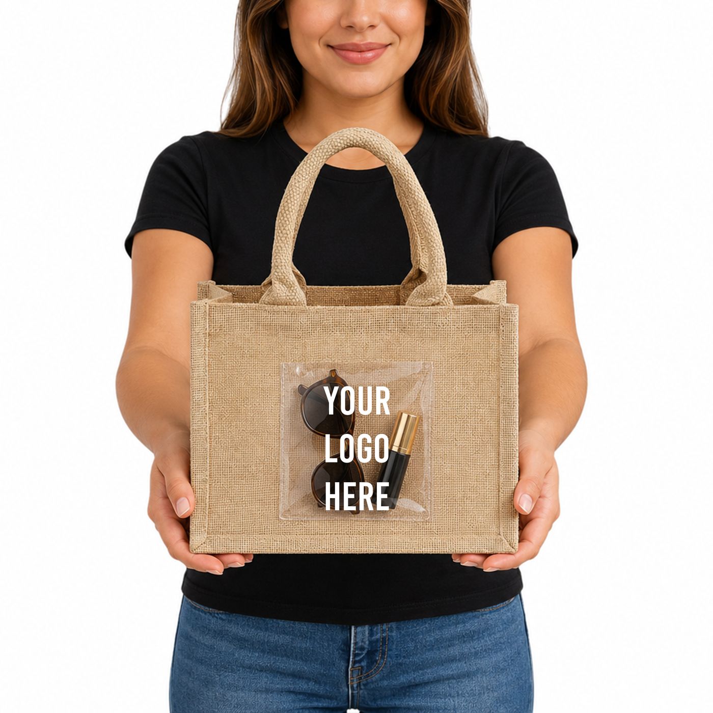 Small Jute Gift Tote (TJ907) — blank, ready for custom branding by Promaroo