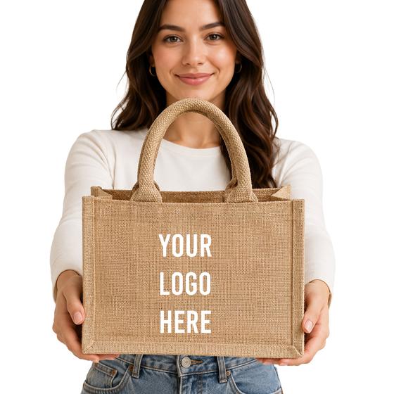 Jute Tote with Rolled Handles (TJ908) — blank, ready for custom branding by Promaroo