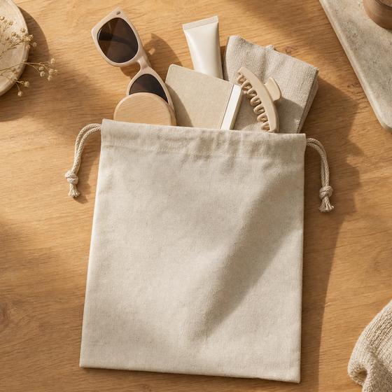 Cotton Muslin Gift Bag — Wide (GB1012) — blank, ready for custom branding by Promaroo