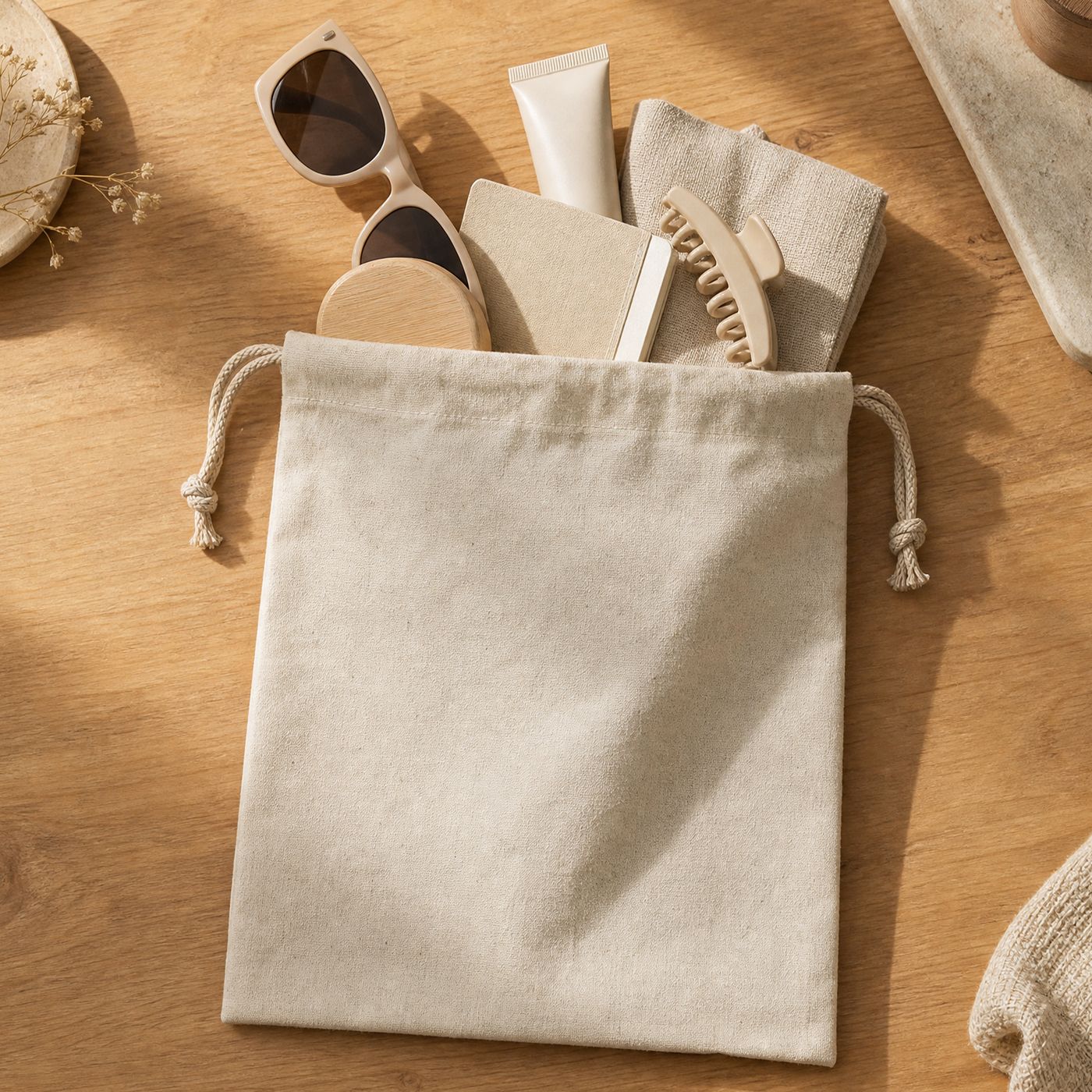 Cotton Muslin Gift Bag — Wide (GB1012) — blank, ready for custom branding by Promaroo