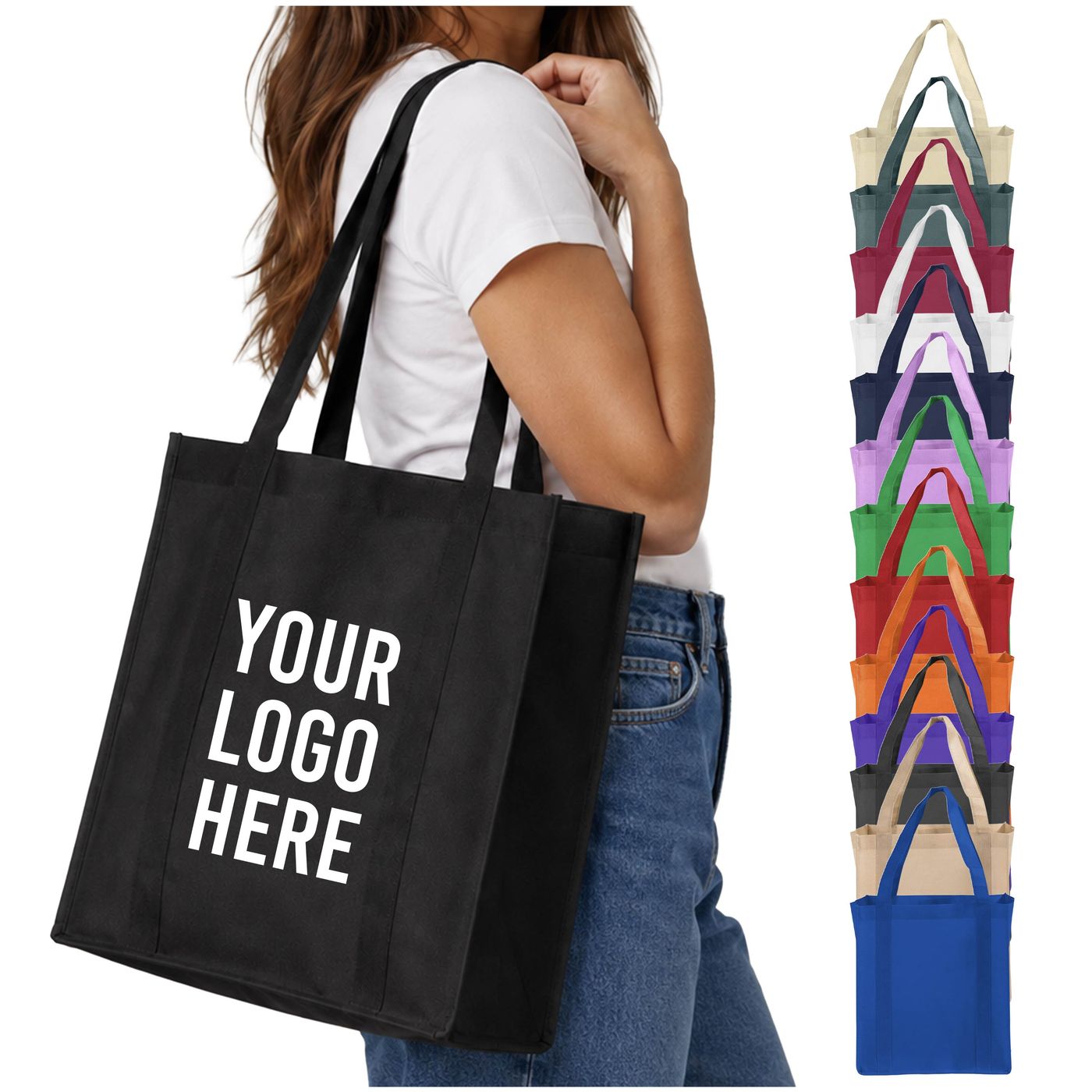 Non-Woven Shopper with Gusset (GN45) — blank, ready for custom branding by Promaroo