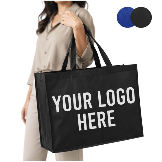Non-Woven Shopper in Black or Royal (GN48) — blank, ready for custom branding by Promaroo