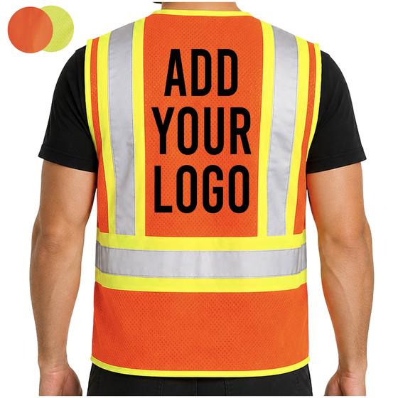 Hi-Vis Mesh Safety Vest with Contrast Trim (1055-1056) — blank, ready for custom branding by Promaroo