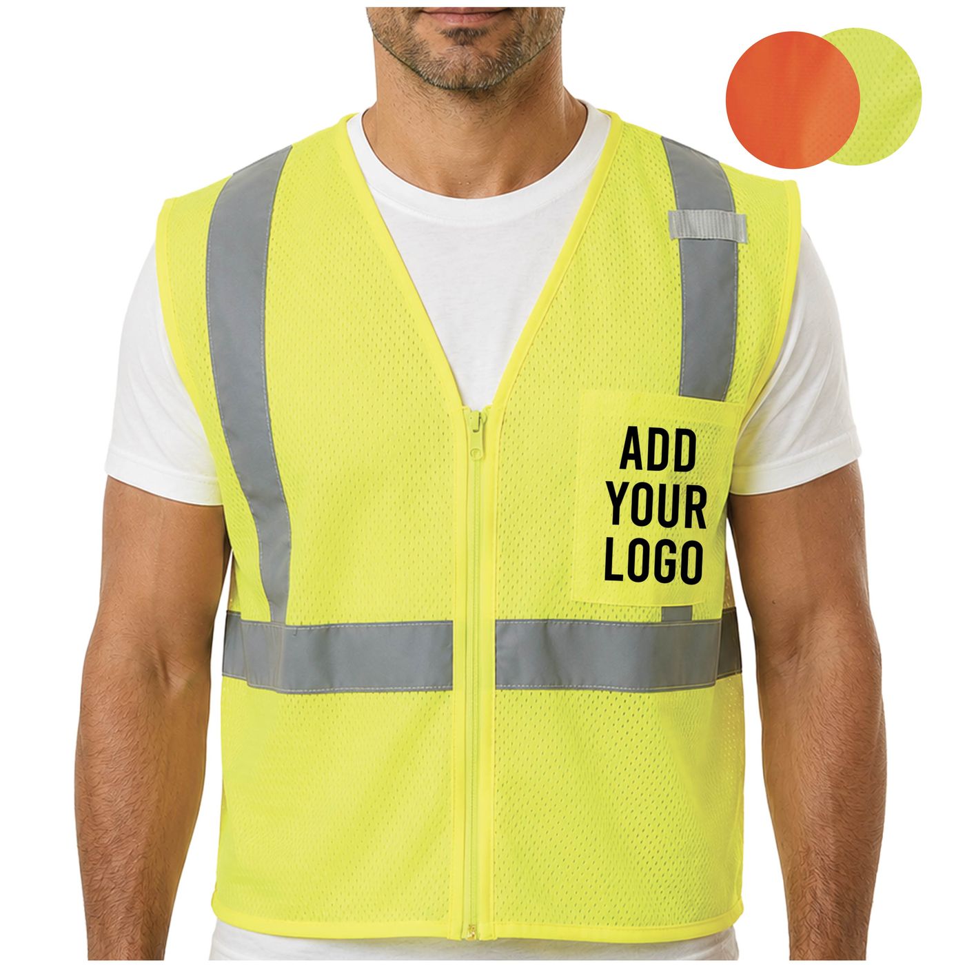 Hi-Vis Mesh Safety Vest with Pockets (1089-1090) — blank, ready for custom branding by Promaroo