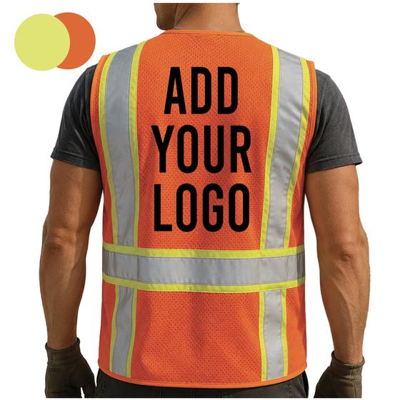 Hi-Vis Mesh Safety Vest — X-Back (1163-1164) — blank, ready for custom branding by Promaroo