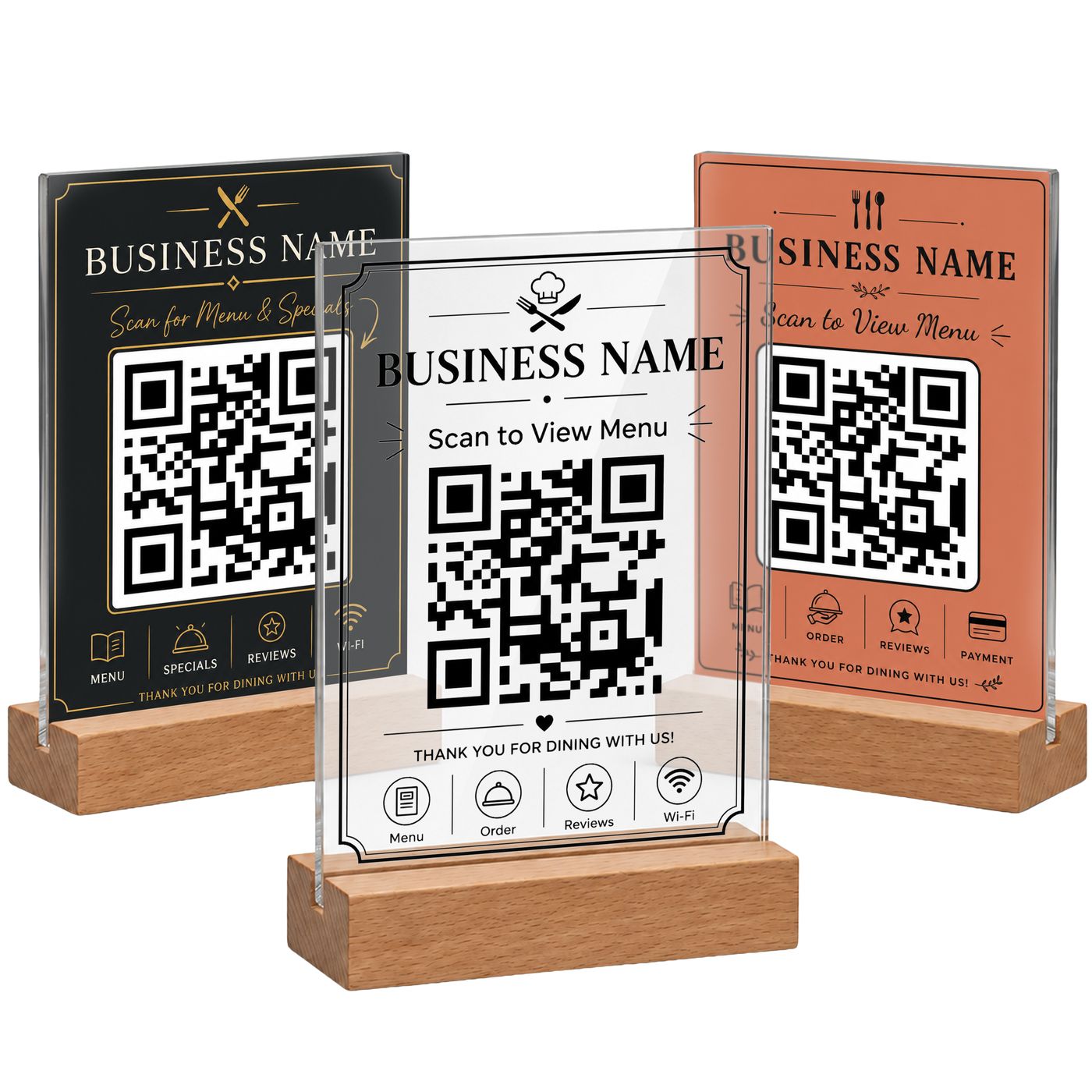 QR Code Table Sign (QR-SIGN) — blank, ready for custom branding by Promaroo