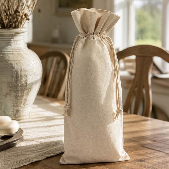Cotton Wine Bag with Drawstring (WB147) — blank, ready for custom branding by Promaroo