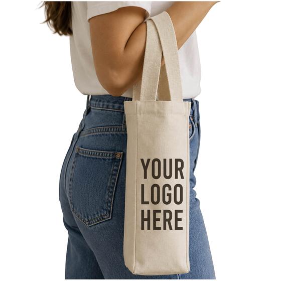 Cotton Wine Tote — Single Bottle (WB201) — blank, ready for custom branding by Promaroo